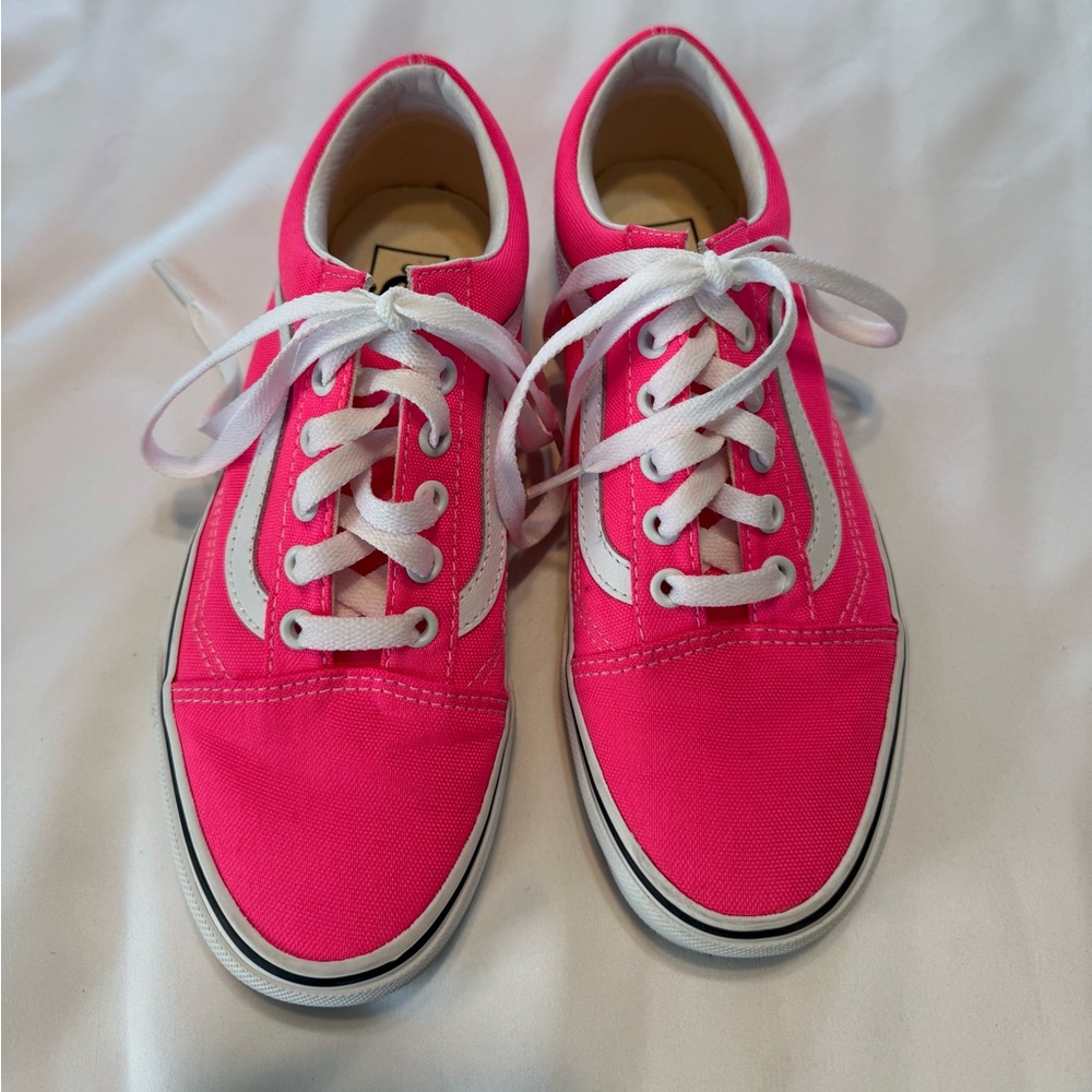 NWOT Vans Hot Pink and White Canvas Sneakers